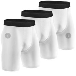 Niksa Compression Shorts Men 3 Pack, Compression Underwear for Men White, S